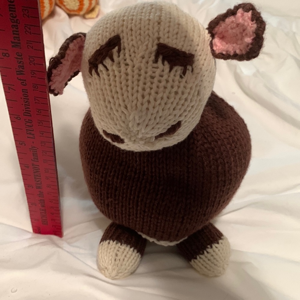 Hand crafted stuffed toy cow